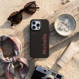 Dark Minimalist Aesthetic Dusty Rose Custom Name iPhone 16 Pro Max Case