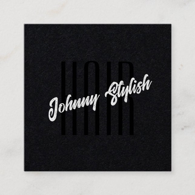 Dark minimalist black  square business card (Front)