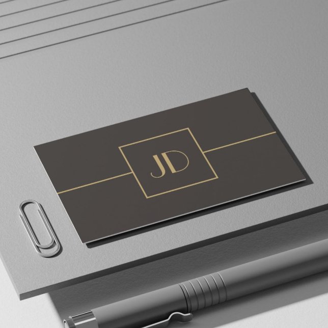 Dark Minimalist Elegant Monogram Attorney Business Card (Creator Uploaded)