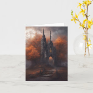 Dark Misty Chapel on Halloween night Card