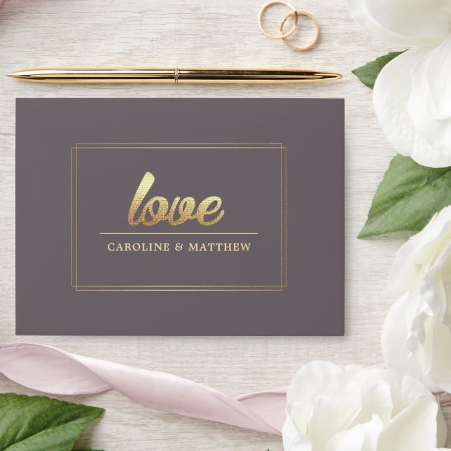 Dark Mocha | Gold Foil Floral Wedding  Envelope (Wedding)