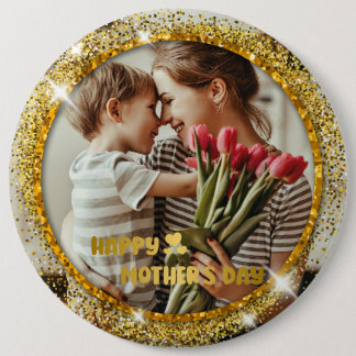 Dark Mode Faux Golden Foil  Mother's Day  6 Cm Round Badge