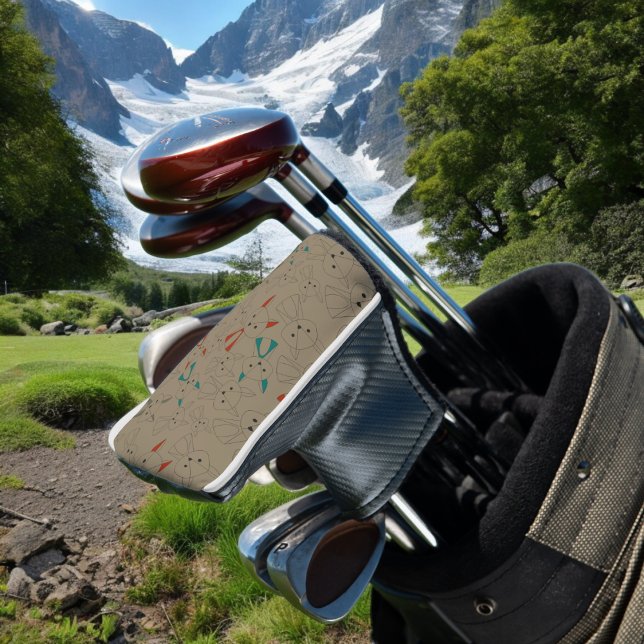 Dark Mode Fox Cartoon Golf Head Cover (golf putter cover)