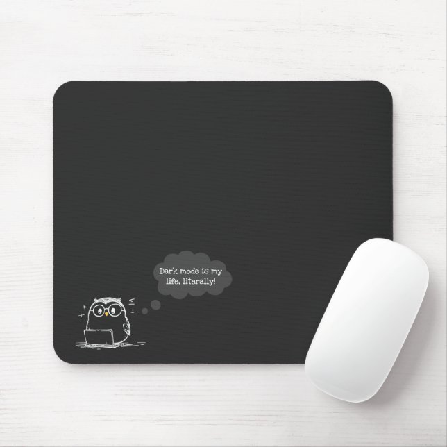 Dark Mode Owl Mousepad for Tech Enthusiasts (With Mouse)