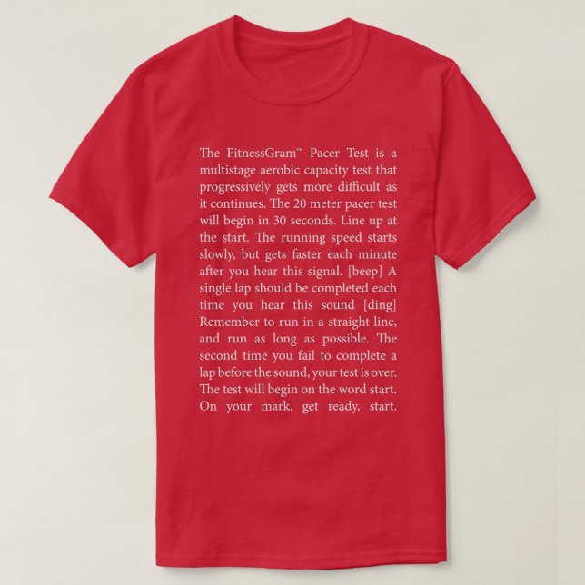 Dark Mode The FitnessGram Pacer Test full script 1 T-Shirt (Design Front)