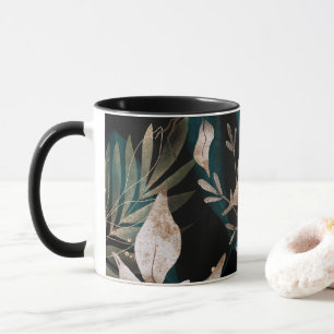 Dark Modern Boho Botanical Leaves Mug