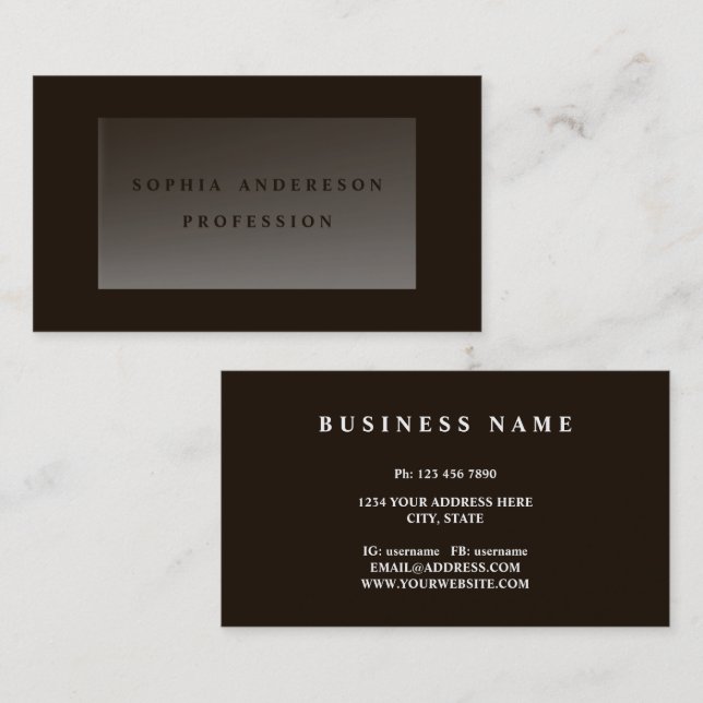 Dark Modern Chic Transparent Glass Professional Business Card (Front/Back)