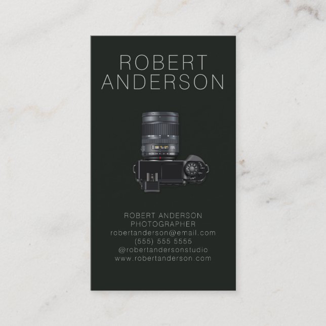 Dark Modern Photo Business card For Photographers (Front)