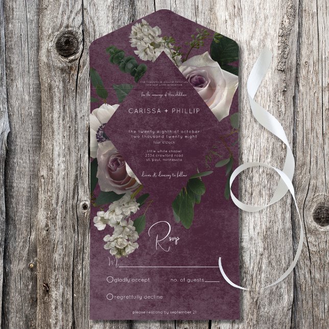 Dark Modern Pink & White Floral Wine No Dinner All In One Invitation (Creator Uploaded)