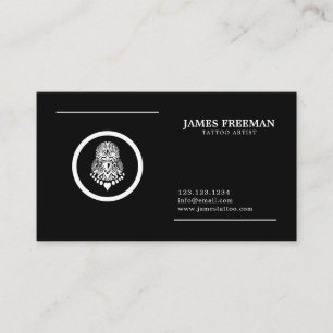Dark Modern Tattooist Logo Black Tattoo Artist Business Card
