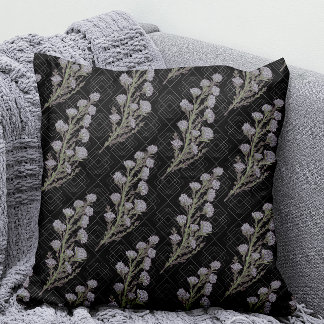 Dark & Moody Art Nouveau Lavender Floral Cushion