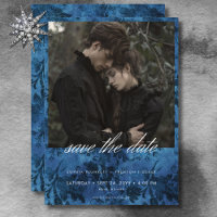 Dark Moody Black & Blue Damask Photo Wedding