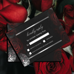 Dark Moody Black Red Florals Enclosure Card