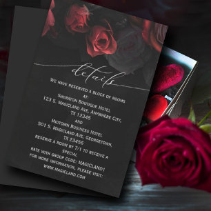 Dark Moody Black Red Florals Enclosure Card
