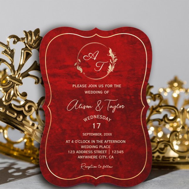 Dark Moody Black Red with scratches  Invitation (Dark Moody Black Red with scratches Invitation #redgold #luxuryinvitation #royalred)