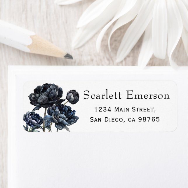 Dark Moody Blue Floral Bridal Shower Address (Insitu)