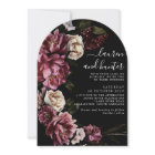 Dark Moody Blush Burgundy Script Floral Wedding In