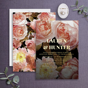 Dark Moody Blush Pink Botanical Wedding Gold