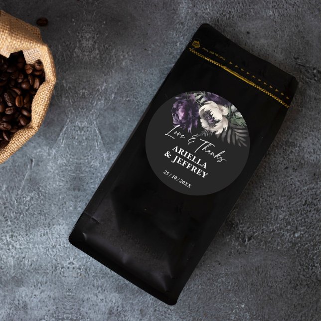 Dark moody boho elegant wedding thank you favour classic round sticker (Dark moody boho elegant wedding thank you favor sticker wedding favor gift stickers )