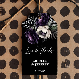 Dark moody boho elegant wedding thank you favour gift tags
