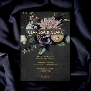 Dark Moody Bold Floral Black Purple Wedding