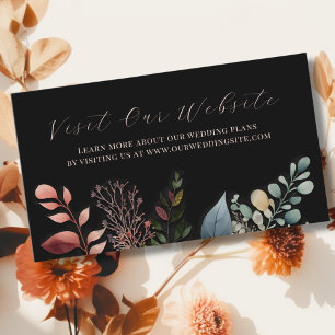 Dark Moody Botanical Floral Wedding Website Enclosure Card