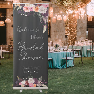 Dark Moody Bridal Shower Welcome Retractable Banner