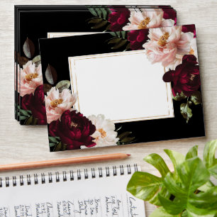 Dark Moody Burgundy Blush Black Floral Wedding Envelope