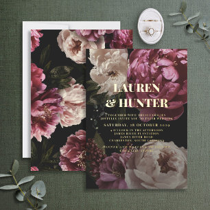 Dark Moody Burgundy Blush Botanical Wedding Gold