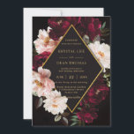 Dark Moody Burgundy Blush Floral Peonies Wedding Invitation<br><div class="desc">Personalise this elegant wedding invitation easily and quickly. Simply click the Edit Using Design Tools button to edit the text,  change fonts and fonts colours. Featuring beautiful realistic burgundy and blush peony flowers against a dark moody background. Matching items available in store. (c) Somerset Fine Paperie</div>