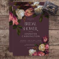 Dark Moody Burgundy & Cream Peonies Bridal Shower
