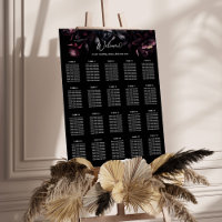 Dark moody burgundy flowers seating plan