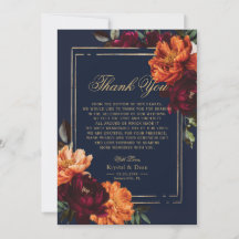 Dark Moody Burgundy Orange Navy Floral Wedding