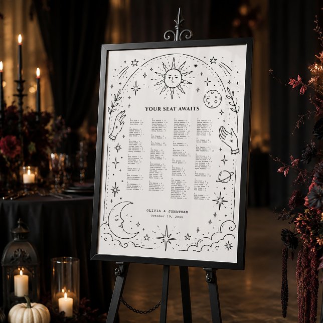 Dark Moody Celestial Wedding Seating Chart Poster (Creator Uploaded)
