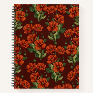 Dark Moody Crimson Poppies Notebook