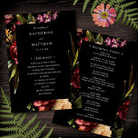Dark   Moody Elegant Floral Black Wedding Program Programme<br><div class="desc">This elegant wedding program features gorgeous autumn florals on a black background with classic typography. This program accommodates text on the front and back. On the front are your names, wedding date, and ceremony details. On the back there is plenty of space for your wedding party names. If your wedding...</div>