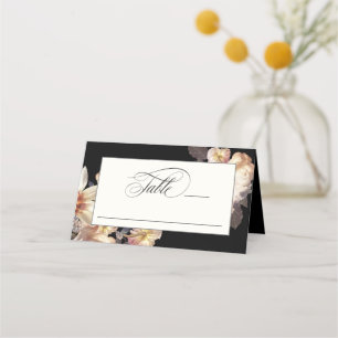 Dark Moody Elegant Floral Wedding Place Card