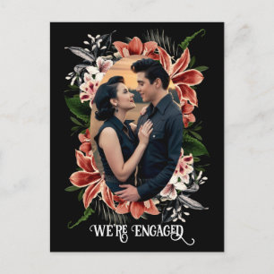 Dark Moody Engagement Announcement Custom Photo Postcard