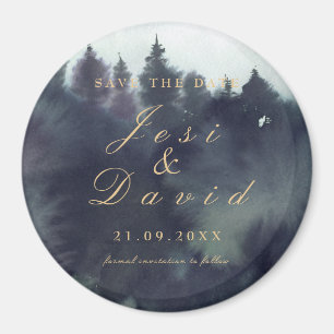 Dark Moody Ethereal Forest Wedding Save The Date Magnet