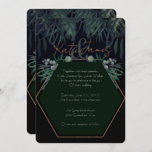 Dark & Moody Eucalyptus Leaves Wedding Invitation