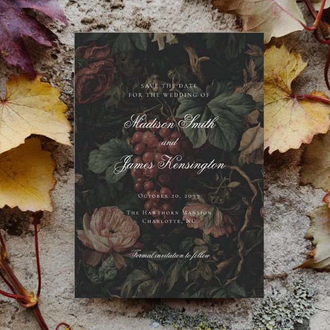Dark Moody Fall Autumn Vineyard Wedding Save The Date (Creator Uploaded)
