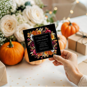 Dark Moody Fall Floral lRomantic Bridal Shower  Invitation
