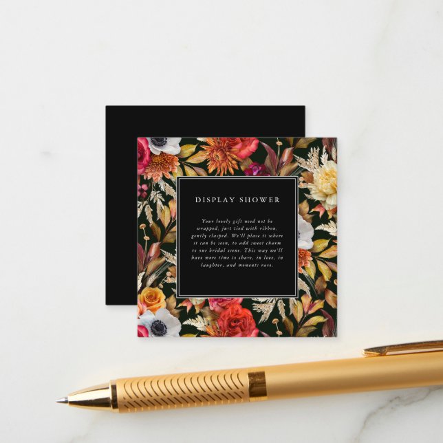 Dark Moody Fall Romantic Bridal Shower  Enclosure Card (Front/Back In Situ)