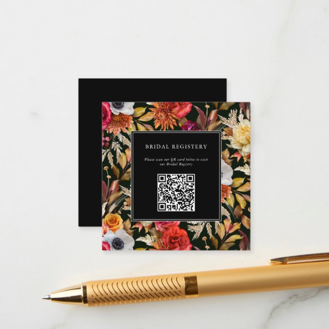 Dark Moody Fall Romantic Bridal Shower  Enclosure Card (Front/Back In Situ)