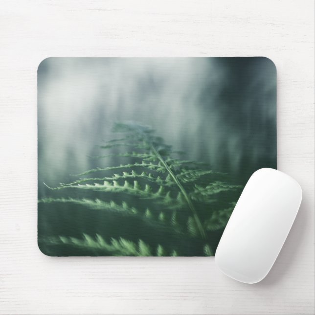 Dark Moody Fern nature photo Mouse Mat (With Mouse)