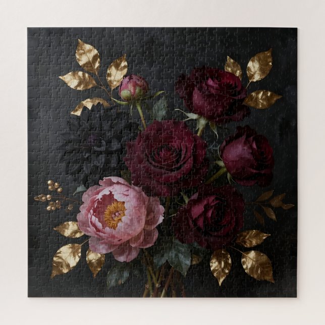 Dark Moody Floral Bouquet Jigsaw Puzzle (Vertical)