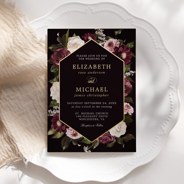 Dark Moody Floral Burgundy Wedding Elegant  (Creator Uploaded)