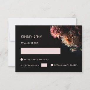 Dark Moody Floral Chrysanthemum RSVP Card