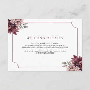 Dark Moody Floral Frame Wedding Details Enclosure Card