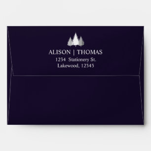 Dark Moody Floral Glitter Silver Navy Blue Winter Envelope